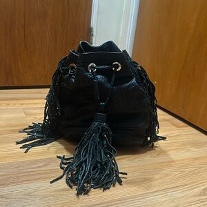 Zara black fringe bag